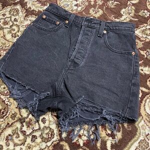 Black Distressed Denim Shorts